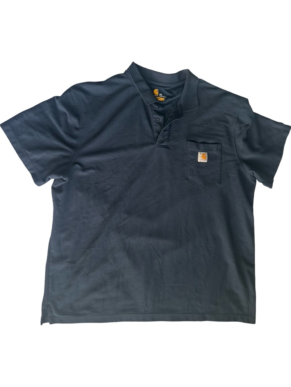 Carhartt Excellent Cond. Men’s Blue Short-Sleeve Henley with Pocket Logo